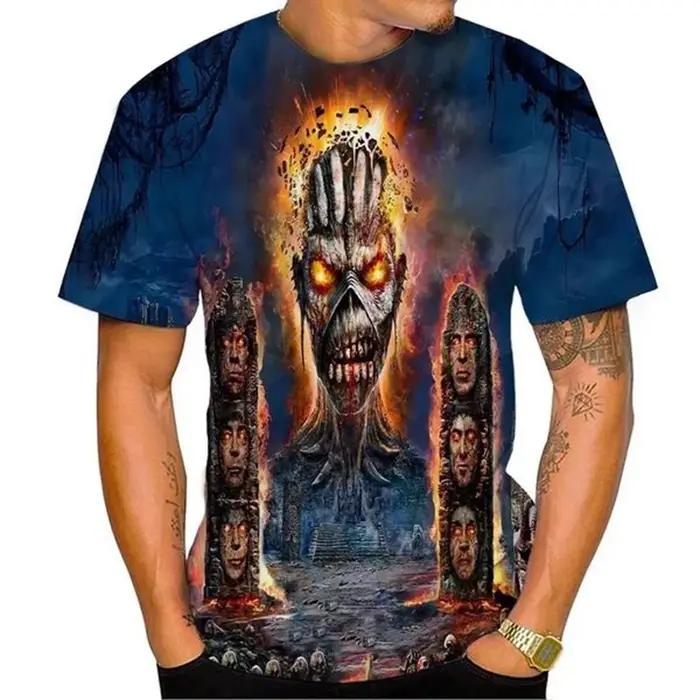 Mode d'été nostalgique 3D imprimé Heavy Metal musique diable Cool mode T-shirt personnalisé