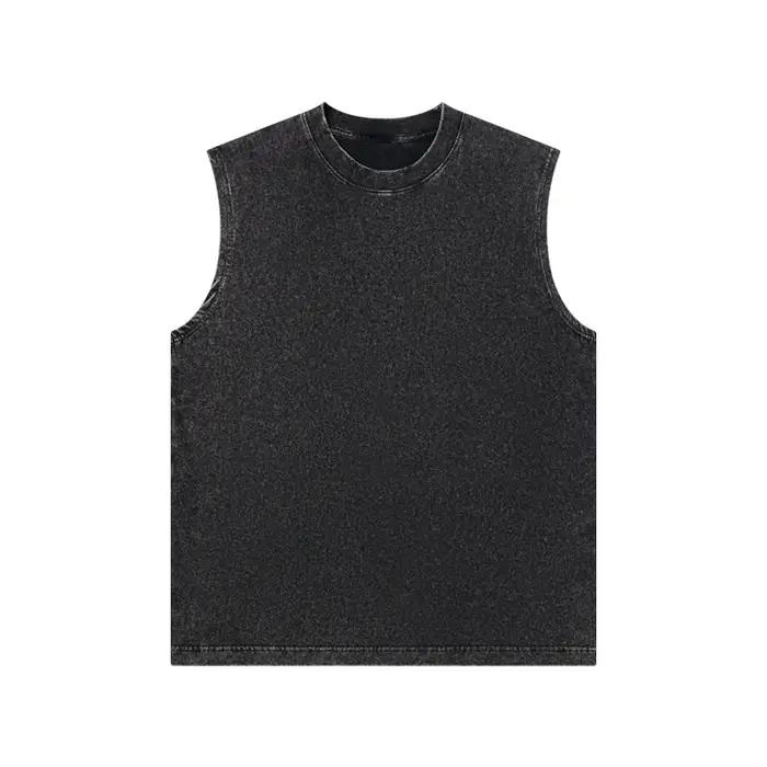 230g pur coton européen et américain haute rue rétro lavé en détresse gilet sans manches hommes décontracté épaule ample