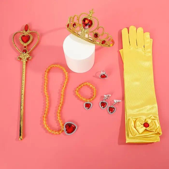 Princesse filles Belle neige blanche fête faveurs cadeaux ensemble couronne sceptre baguette collier gants bébé photogra