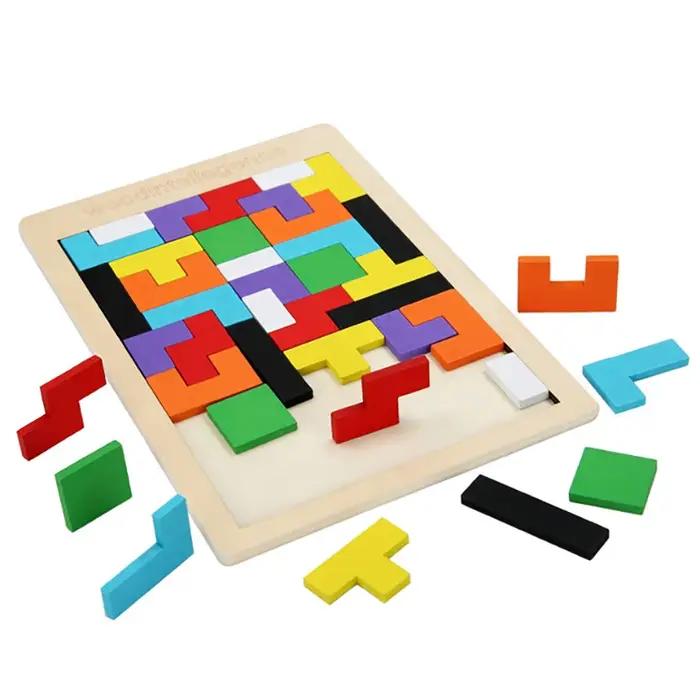 Ensemble de blocs de puzzle en bois