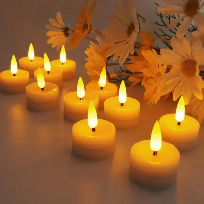 Bougie LED électronique scintillante sans flamme, lampes de décoration, batterie, 62 lumières cligno