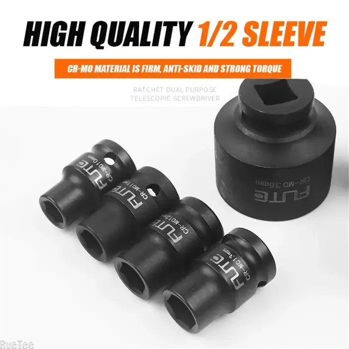 1/2 "pilote cr-v alliage haute qualité 6 points douille épaississement Hex clé à chocs courte tête d