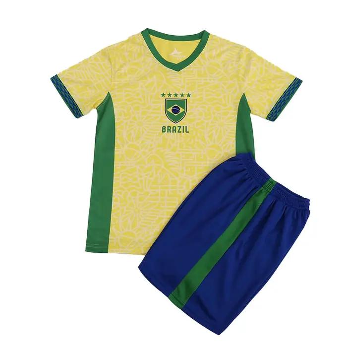 Maillot de football pour enfants Suruida Brésil tricoté polyester ajusté pour garçons et filles occasions sportives et festives
