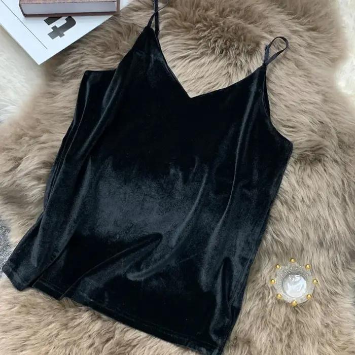 Femmes solide velours Camis gilet