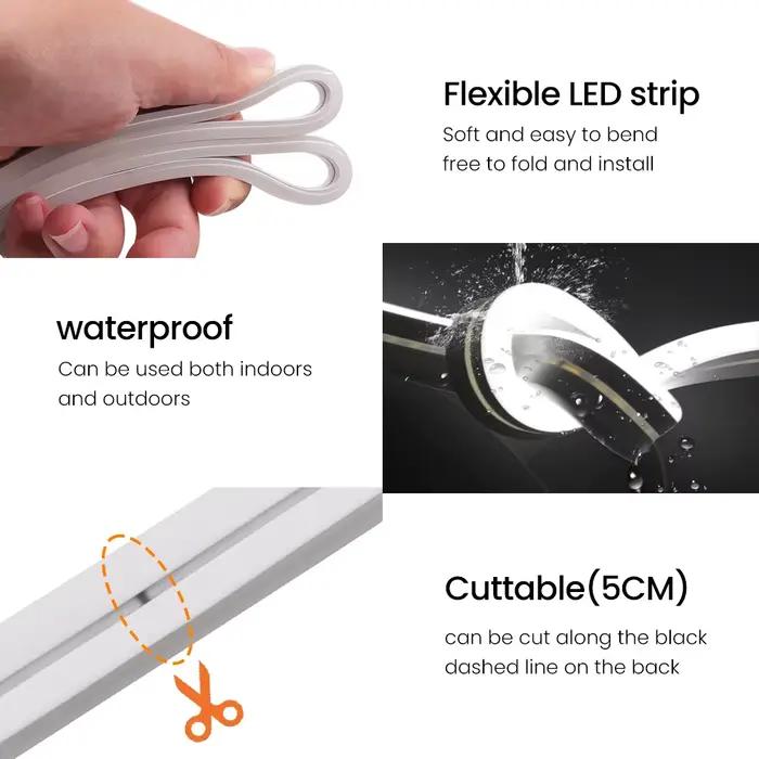 Bande Lumineuse Néon LED 12V 24V, Corde Étanche, Lampe Flexible en Silicone, Décoration de la Maison