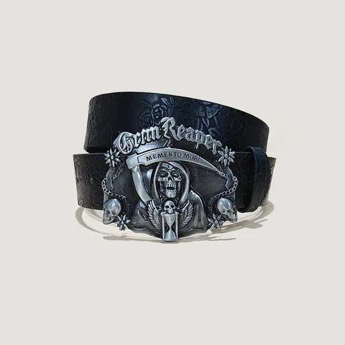 Ceinture en cuir Punk crâne grande taille pour femmes et hommes