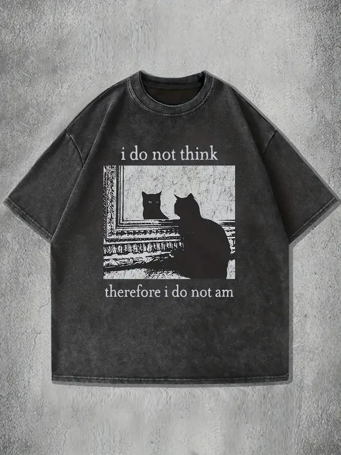 T-Shirt unisexe en coton délavé, coupe ample, décontracté, graphique, "je ne pense pas là, je ne sui