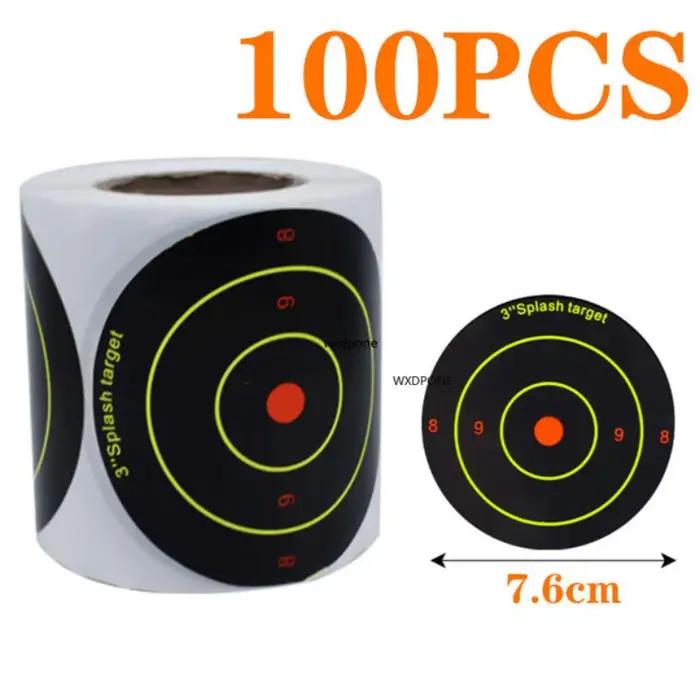 100 cibles autocollantes réactives aux impacts de balle, par rouleau, 7,50 cm, couleurs variées, pou