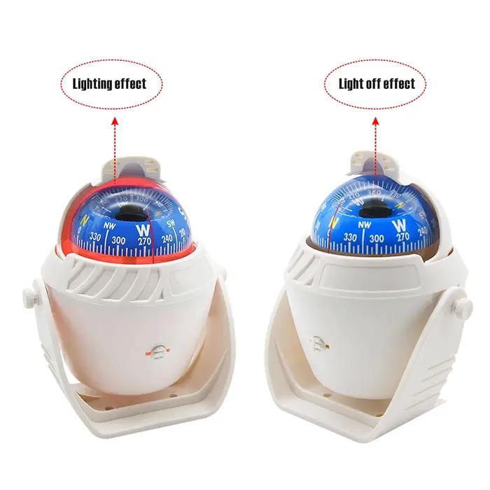 Boussole nautique étanche, boussole pivotante pour bateau marin, avec veilleuse électronique LED pour le positionnement de la Navigation Marine