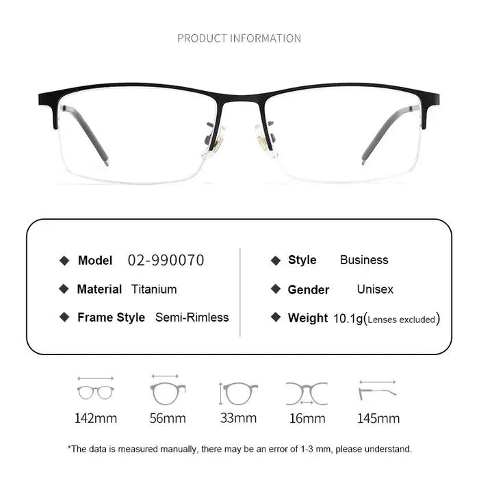 Monture de lunettes pour homme en alliage de titane moderne, semi-sans monture, ultra-légère, lunett