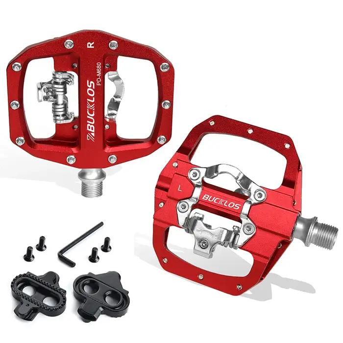 Pédales BUCKLOS pour VTT à Double Fonction Plate et à Clipless pour Cyclistes Occasions Spéciales Montagne Route Intérieur
