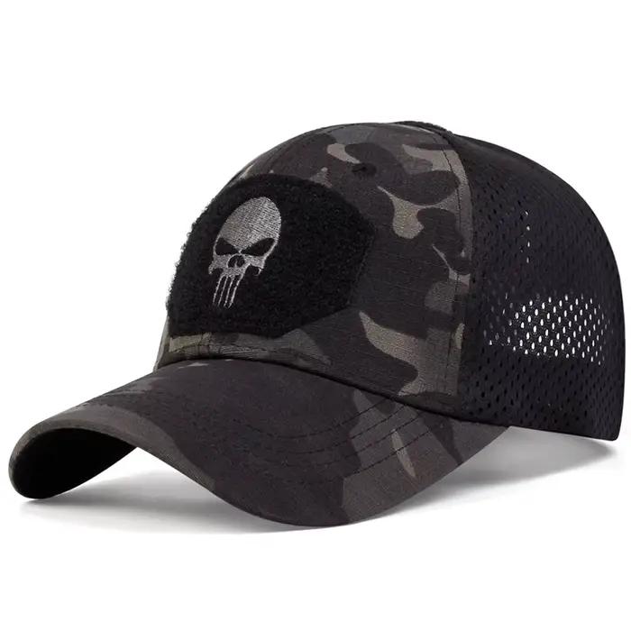 Casquette tactique skull pour airsoft et chasse - Visière réglable mesh - Modèle snapback ajustable
