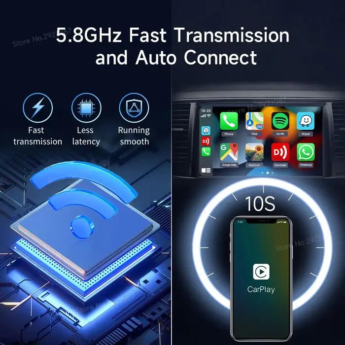 Adaptateur CarPlay sans fil CarlinKit 5.0 4.0 Dongle Android Auto Prise en charge multi-appareils Fi