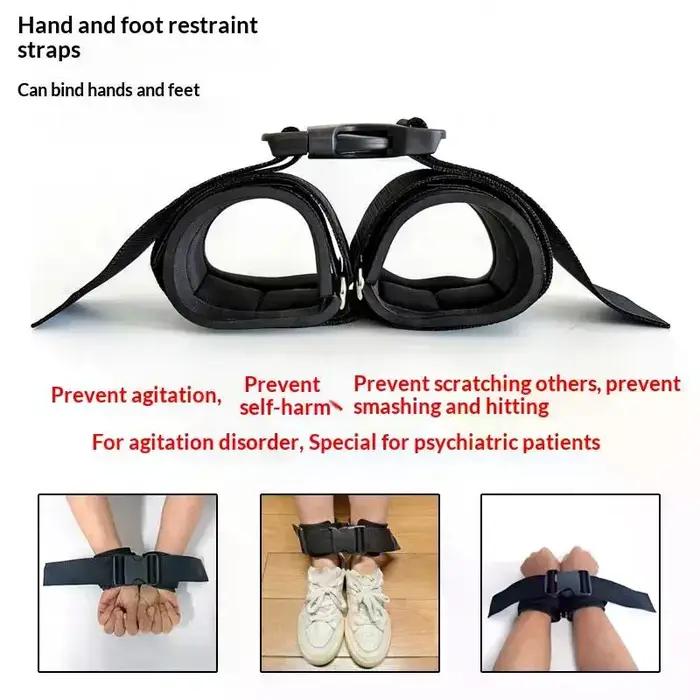 1 ensemble de sangles de retenue pour les mains et les pieds, sangles de retenue anti-rayures pour personnes âgées alitées et paralysées