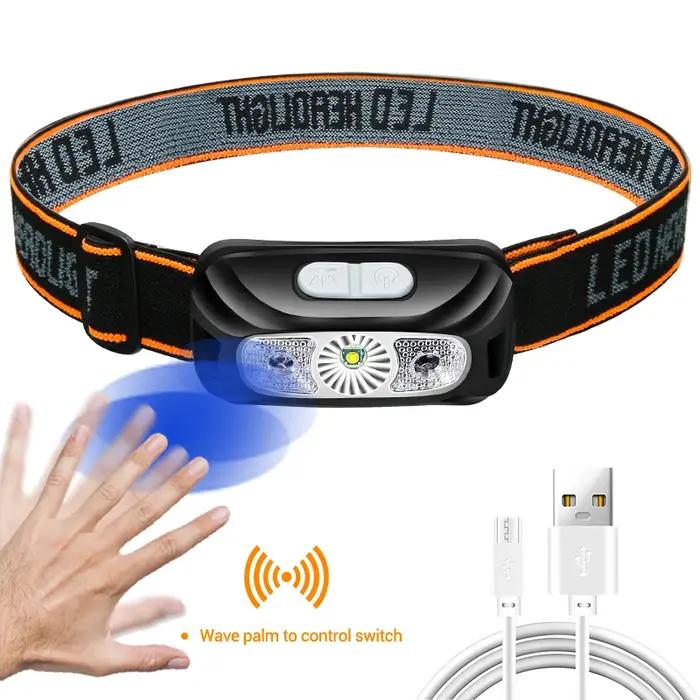 Mini Rechargeable Puissant Capteur Phare De Pêche Camping USB Tête lampe de Poche COB LED