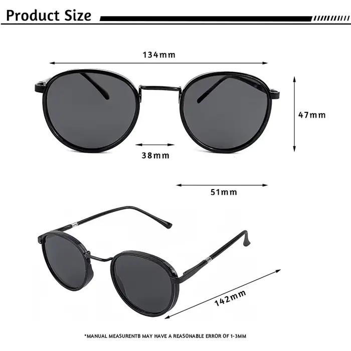 HBK Lunettes de soleil polarisées pour hommes, style punk, rondes, à la mode, unisexes, UV400, pour