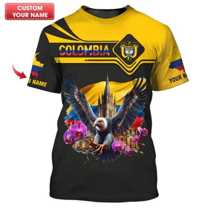 Columbia nom personnalisé impression 3D T-shirt pour hommes colombie drapeau motif à manches courtes t-shirts été