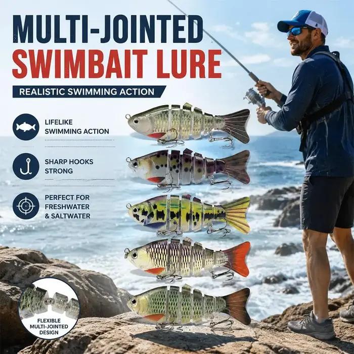 Leurre articulé robuste en ABS pour la pêche au bar, truite, walleye, crappie, brochet et musky, appât dur vibrant et grincant pour pêche en bateau, plage, lac, rivière et étang