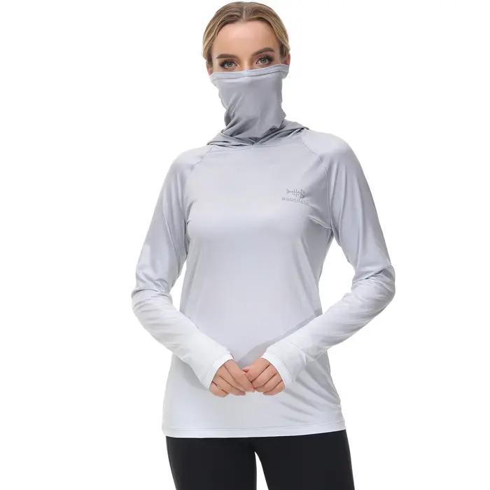 Bassdash – sweat à capuche de pêche pour femmes, chemise avec masque facial, trous de pouce, randonn