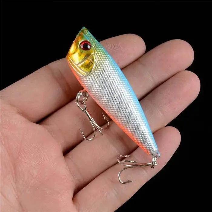 Leurre de pêche Popper Topwater Crankbait, appât dur, leurres flottants, hameçons aigus, 6cm, 7g, 1