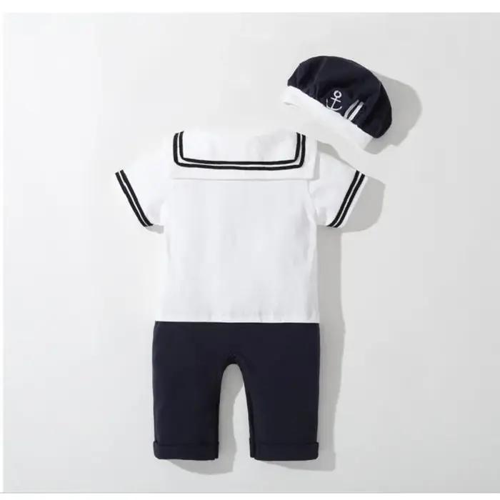 Vêtements d'été pour bébés garçons et filles, barboteuse marine, combinaison de marin pour nouveau-n