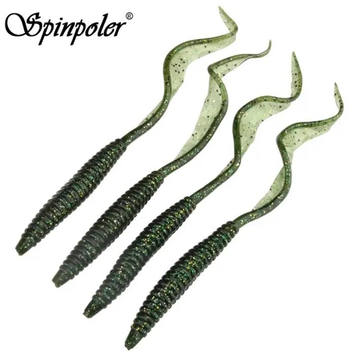 Spinpoler 18 cm 13 cm leurre souple ver appâts Flexible longue queue 4 couleurs Silicone vers de ter
