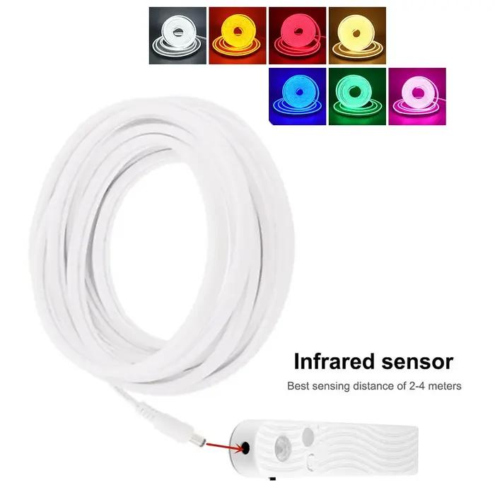 Alimenté par batterie LED néon DC5V USB bande néon corde lampe 2835 120Led/m PIR capteur de mouvemen