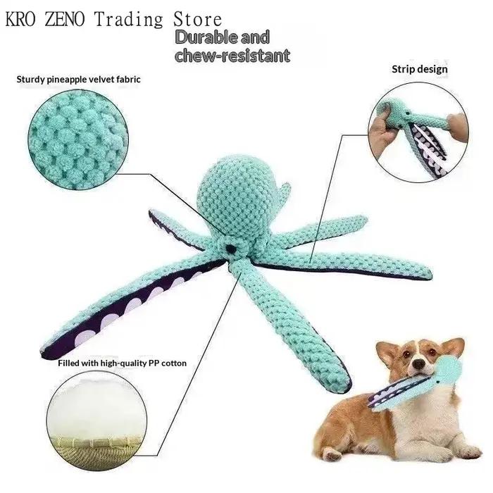 Jouet indestructible en forme de pieuvre pour chien résistant à la mastication soulageant l'anxiété pour chiots et chiens adultes occasions quotidiennes et cadeaux pour animaux de compagnie