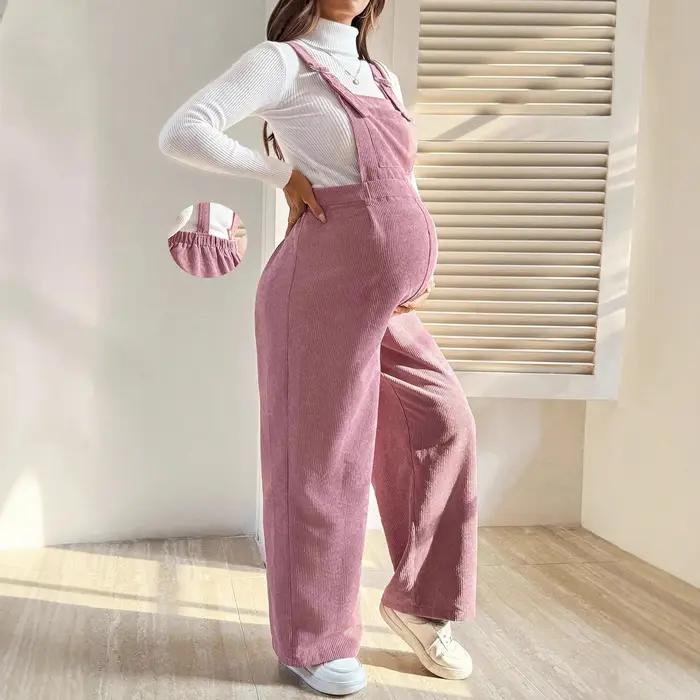 Vêtements de maternité vêtements de grossesse pour femmes enceintes pantalons 2025 automne hiver mode élastique ample velours côtelé salopette taille