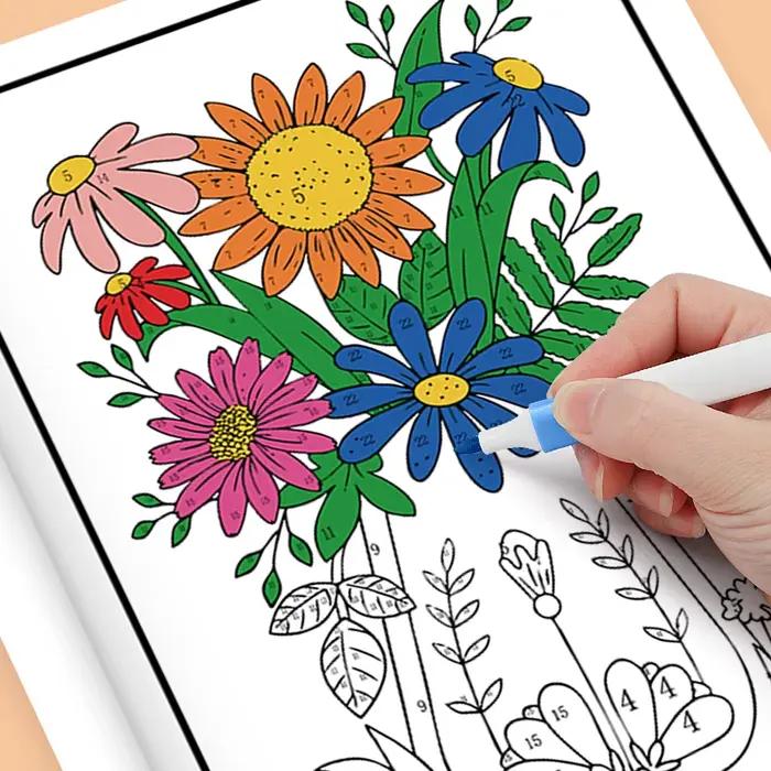 Livre de coloriage numérique, coloriage par numéros, un livre de coloriage avec des combinaisons diverses de personnages, d'animaux fantastiques et de la nature.