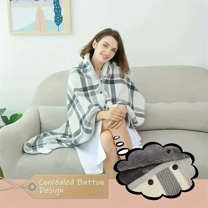Couverture châle en flanelle, 1 pièce, portable, paresseux, décontracté, chaud, pour le bureau, pour