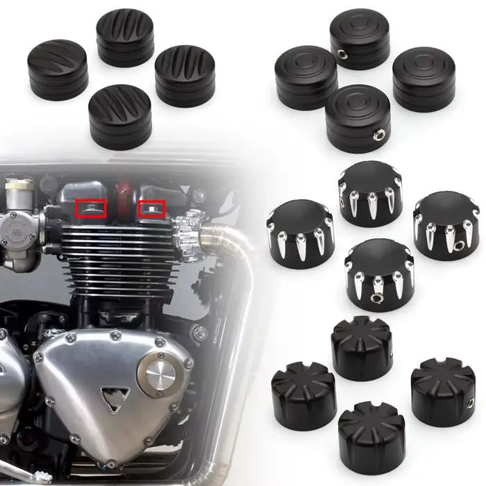 Boulons de tête de moto noirs/or, couvercle d'écrou en aluminium CNC pour Triumph Bonneville T120 T1