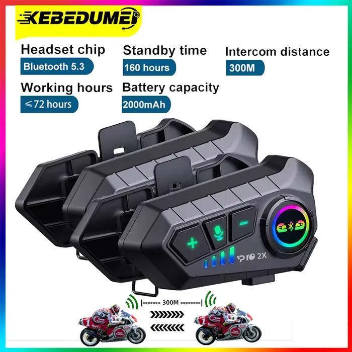 Kebidumei YP10 Bluetooth casque de Moto Interphone 300M Intercomunicador sans fil 2000Mah Moto talki