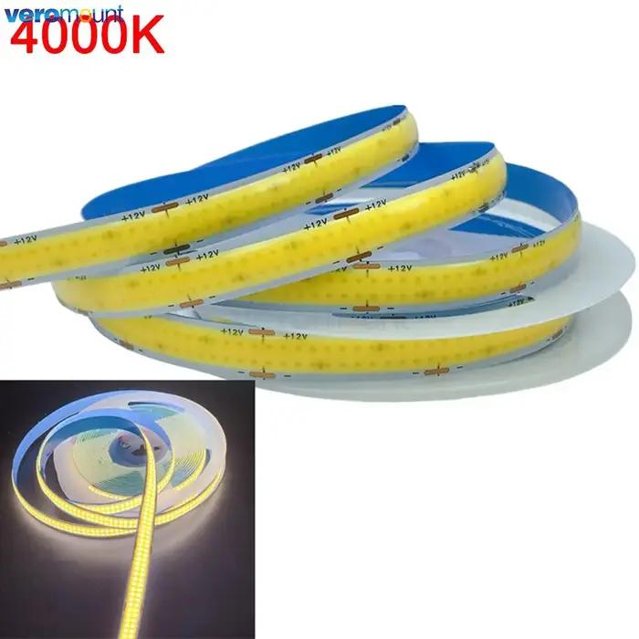 Bande lumineuse LED COB double nucléoFlexible, haute luminosité, DC 12V, 24V, 624 gible/m, 616 gible