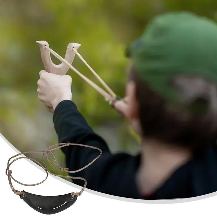Lance-pierre en cuir noir imperméable pour sports de plein air randonnée camping chasse occasions spéciales