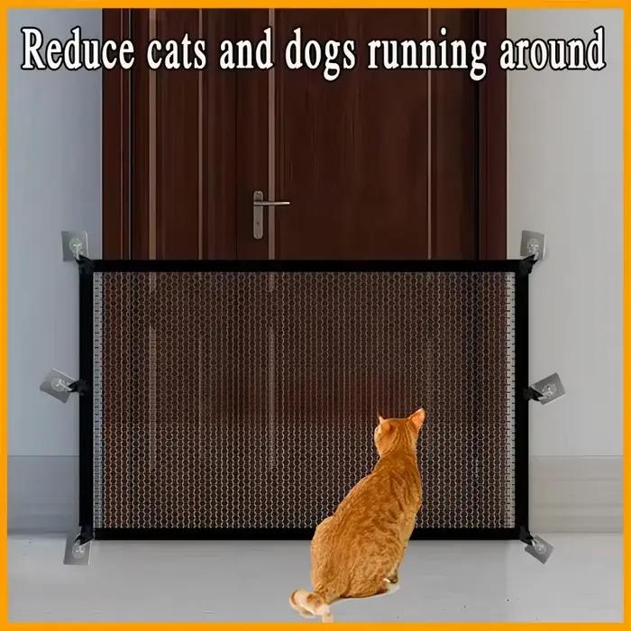 Barriere de securite robuste pour chiens avec crochets filet isolant pliable maille respirante porte miroir portillon pour animaux de compagnie pour intérieur et extérieur