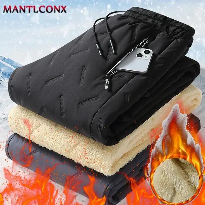 Nouveau pantalon homme hiver polaire chaud épais joggers décontracté rembourré thermique noir waterproof sweatpants