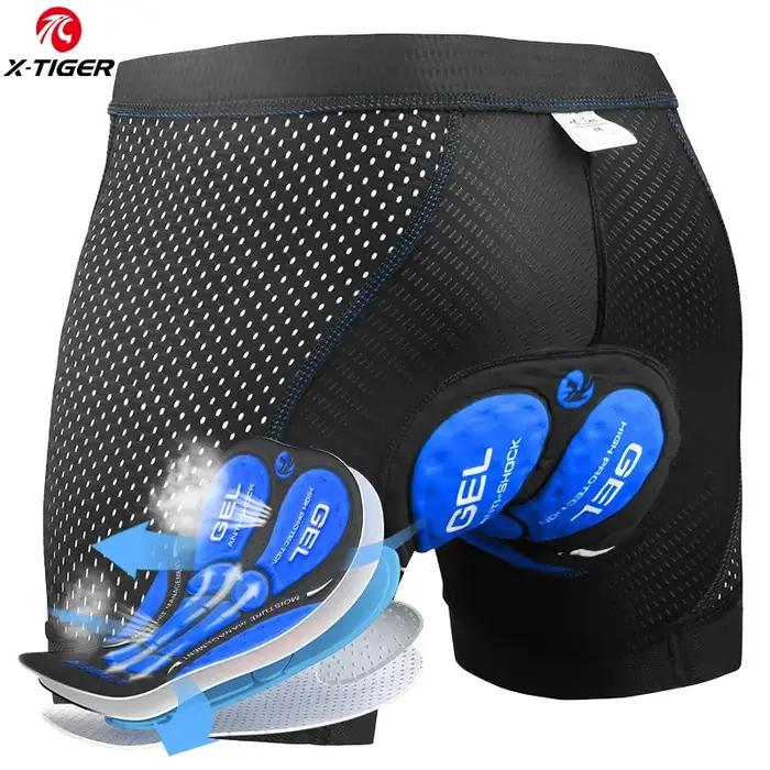 X-TIGER Cyclisme Sous-Vêtements 5D Respirant Rembourré Gel Vélo Shorts Hommes VTT Antidérapant Jambe Poignées Équitation