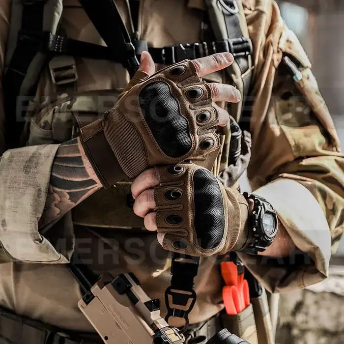 Gants tactiques Emersongear EM9348 demi-doigts pour chasse, randonnée et entraînement - Protection optimale