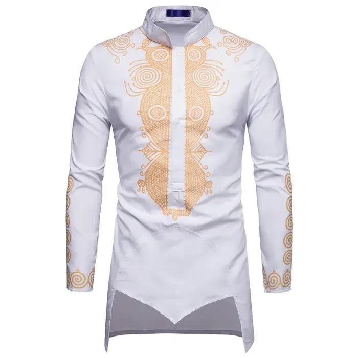 Chemise musulmane indienne à manches longues pour hommes, Kaftan noir, Vêtements de style européen, Dorure, Nouveauté, Y