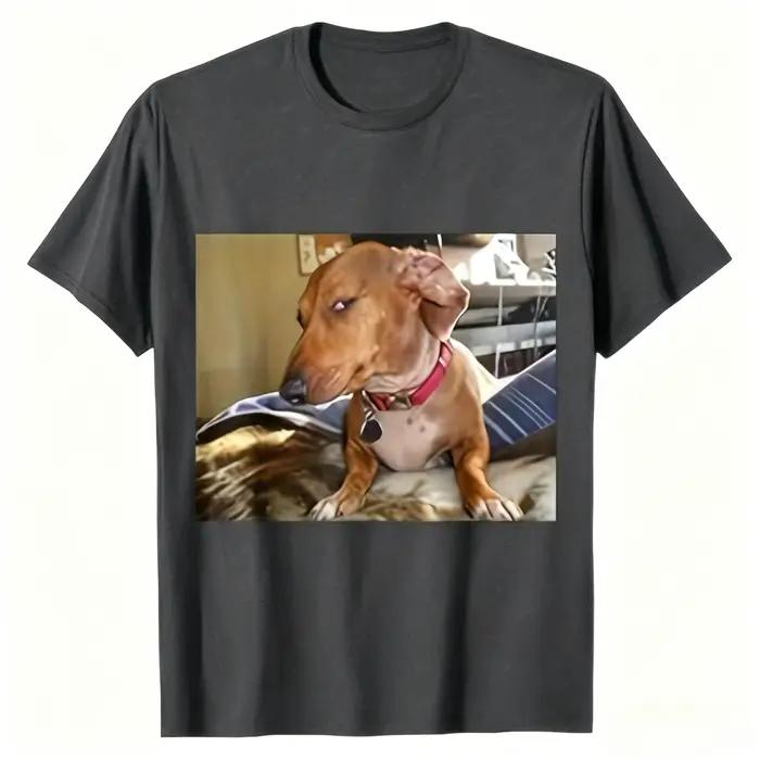 T-shirt graphique humoristique Sassy Side Eye Dachshund Meme en coton uni, cadeau pour les amoureux des chiens, unisexe, décontracté, à manches courtes pour toute la famille