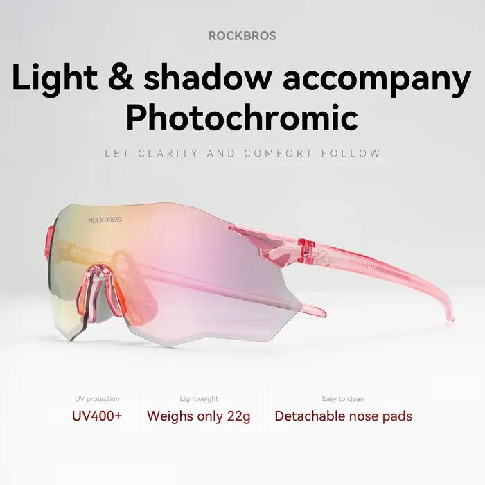 ROCKBROS Lunettes de cyclisme légères à lentille photochromique polarisée UV400 protection solaire p