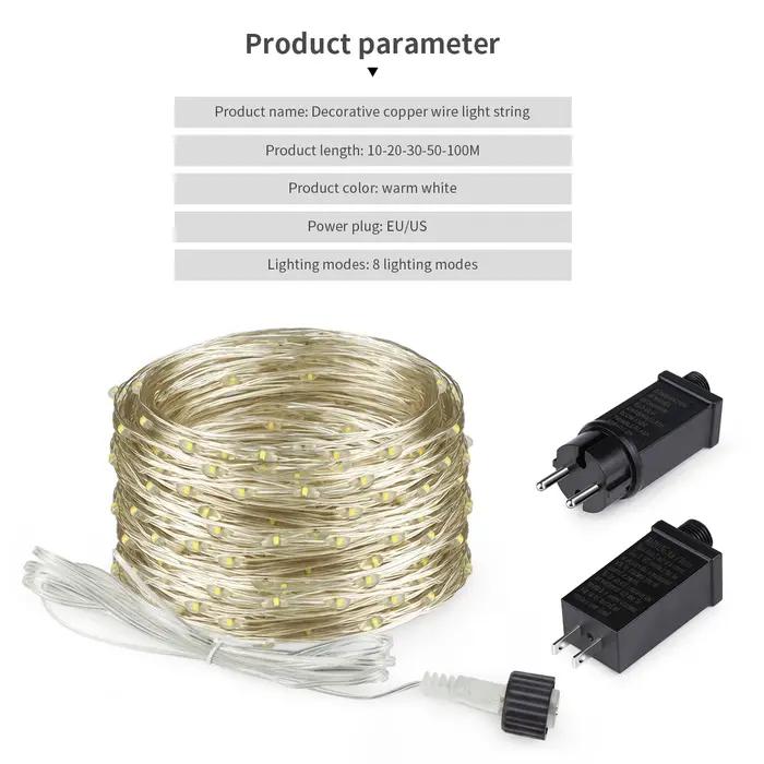 10 M-100 M LED chaîne de lumière fil de cuivre guirlande fée lumière 110 V 220 V étanche en plein ai