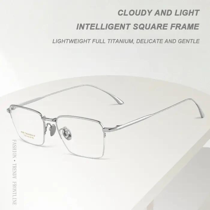 Lunettes ultralégères en titane pur, monture rétro à demi-jante pour hommes d'affaires, lunettes car