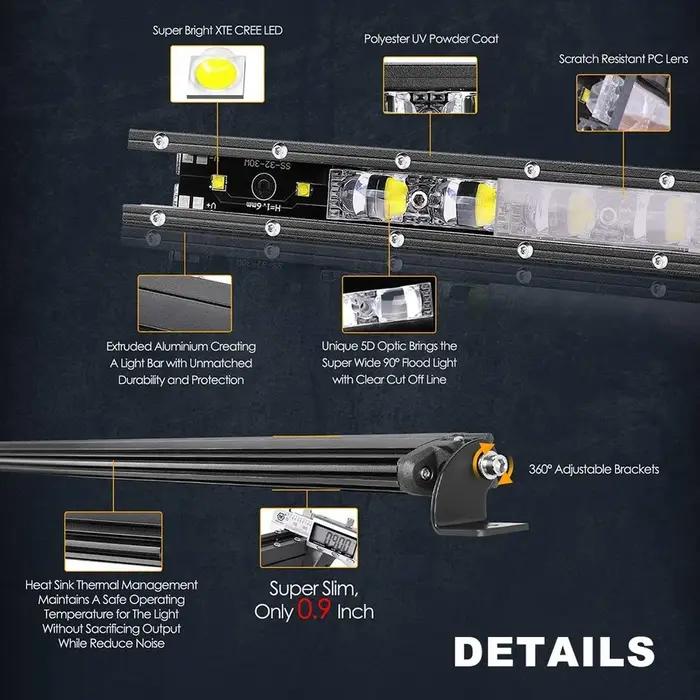 8D 8 "12V 24V projecteur barre lumineuse LED tout-terrain mince Barra LED barre lumineuse de travail