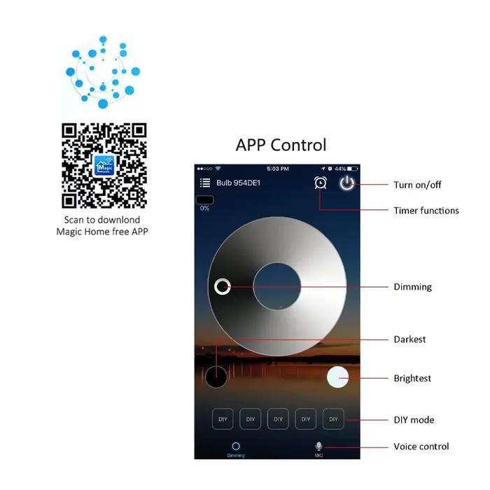 Contrôleur LED de bande de lumière WiFi Magic Home 12V 24V avec contrôle par application et voix pou