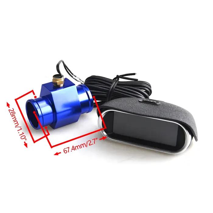 Jauge de température et de voltmètre LCD 2 en 1 pour voiture avec adaptateur de tuyau joint 1/8NPT pour surveillance de la tension de batterie et de la température de l'eau