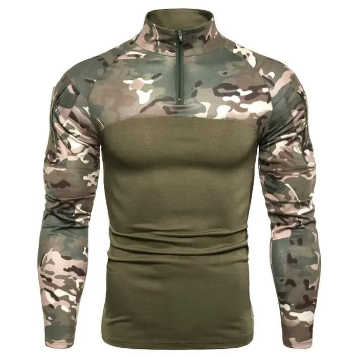 Sweat-shirt tactique à capuche pour hommes, pull d'extérieur à manches longues, léger, col montant,