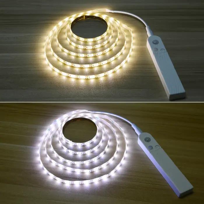 LED sous armoire lumière LED bande lampe à LED avec capteur de mouvement PIR sans fil Port USB lumiè