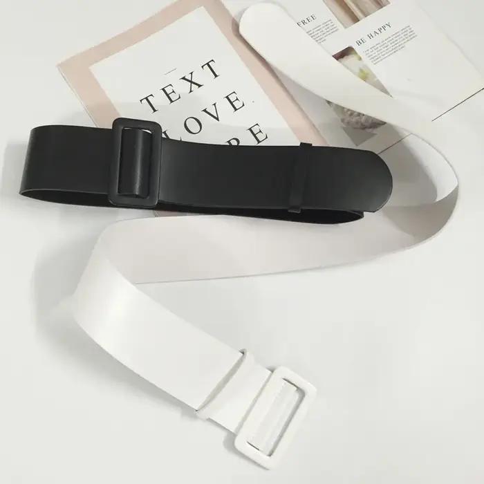 Ceinture en cuir blanc pour femme, large, ronde, carrée, cool, qualité supérieure, jeans féminins, e